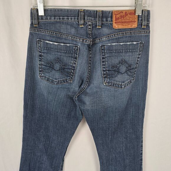 Lucky Brand Jeans Women's 4 / 27 Blue Medium Wash Fade Slight Distressed Bootcut - Picture 4 of 16
